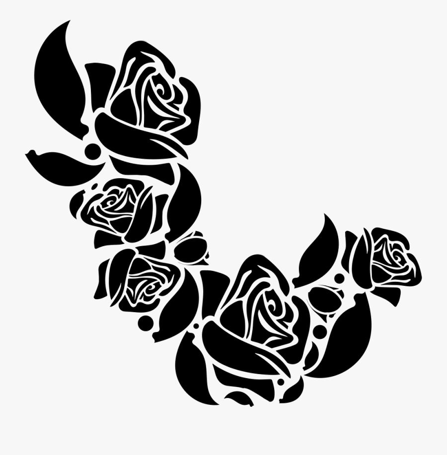 Roses Png Vector Black, Transparent Clipart