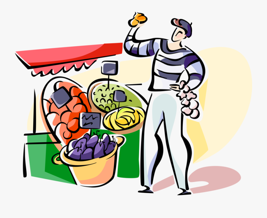 French Outdoor Vendor Vector Image Illustration Of - Outdoor Market Clipart, Transparent Clipart