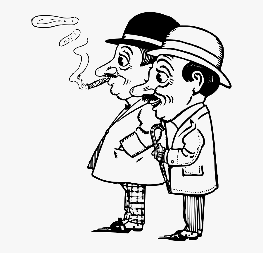 Two Gents With Hats - Cartoon, Transparent Clipart