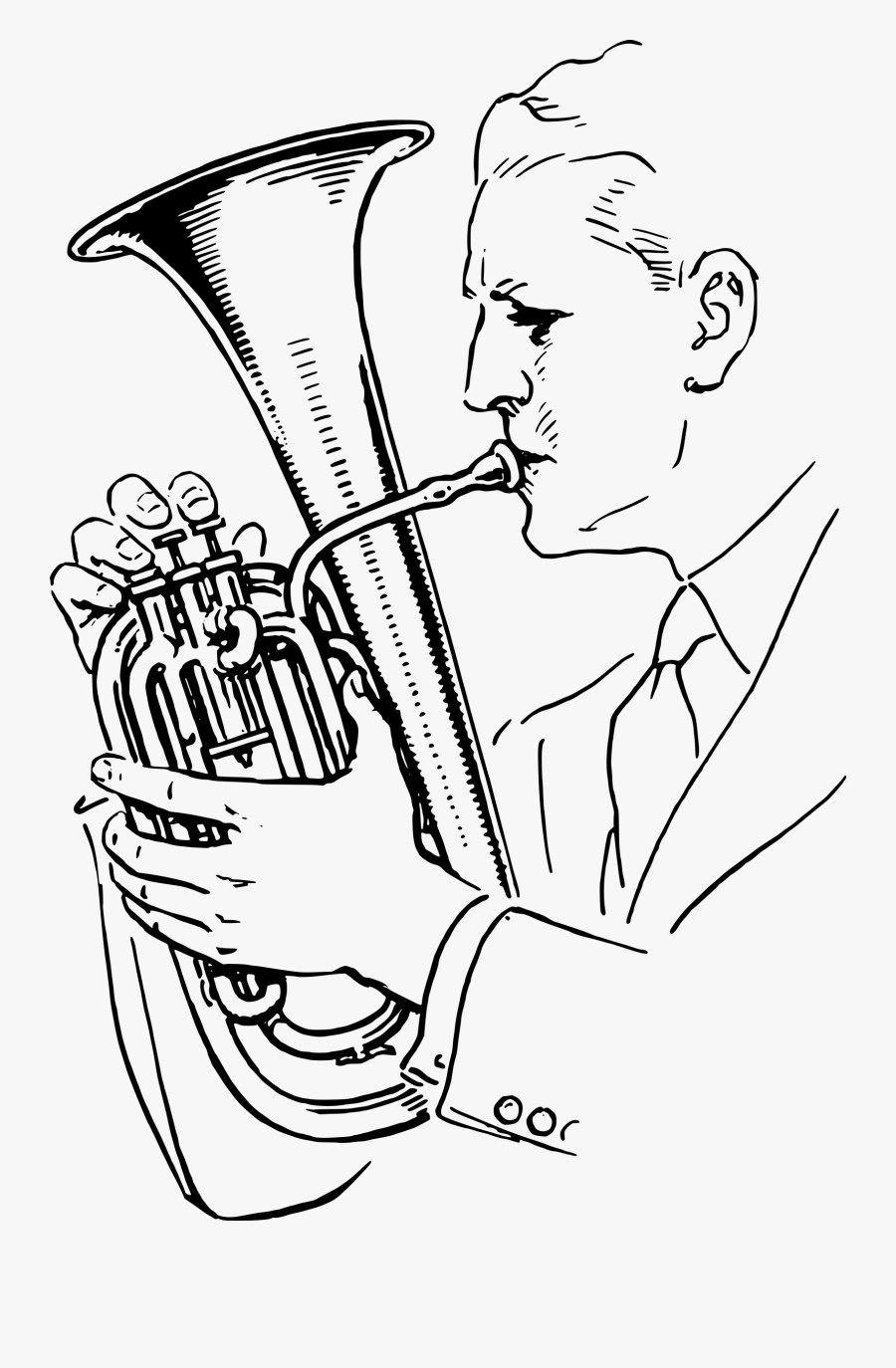 Man Playing Alto Horn Clip Arts - Draw A Man Playing The Trumpet, Transparent Clipart