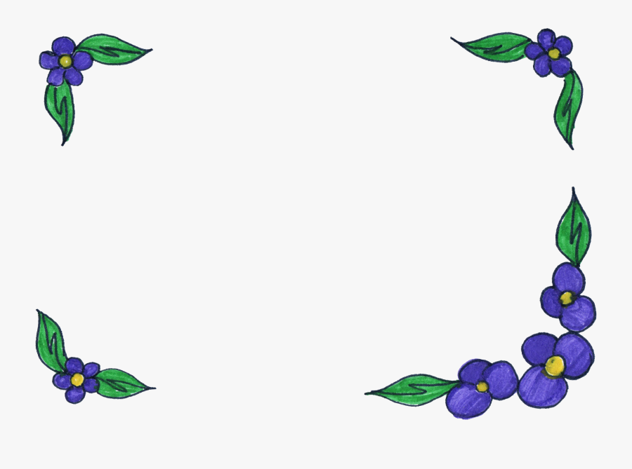 8 Flower Frame Drawing - Purple Drawing Flower Png, Transparent Clipart