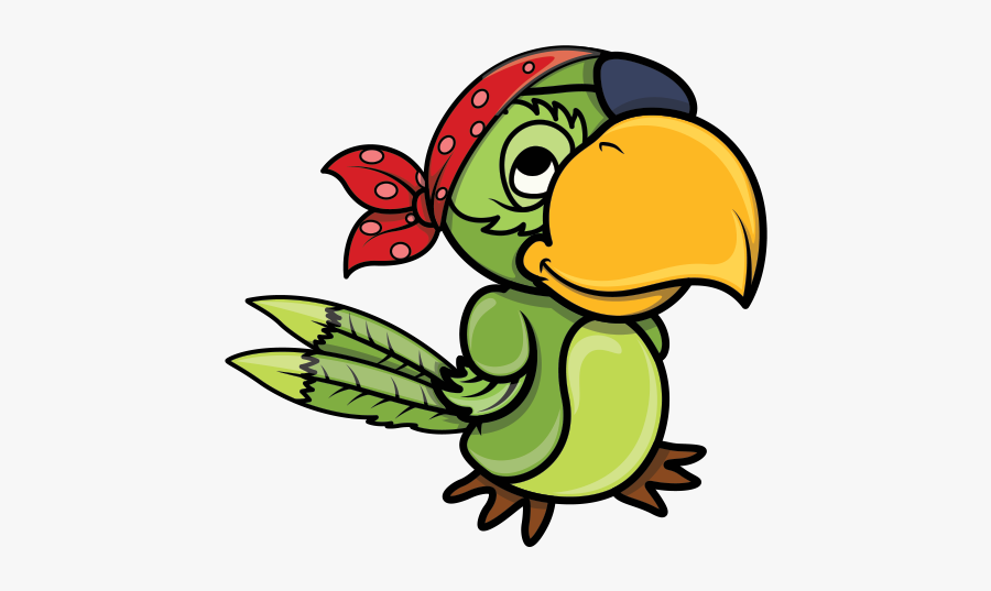 Printed Vinyl Green Stickers - Cartoon Pirate Parrot Drawing, Transparent Clipart