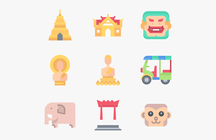 Travel To Thailand - Temple Icon Flat, Transparent Clipart