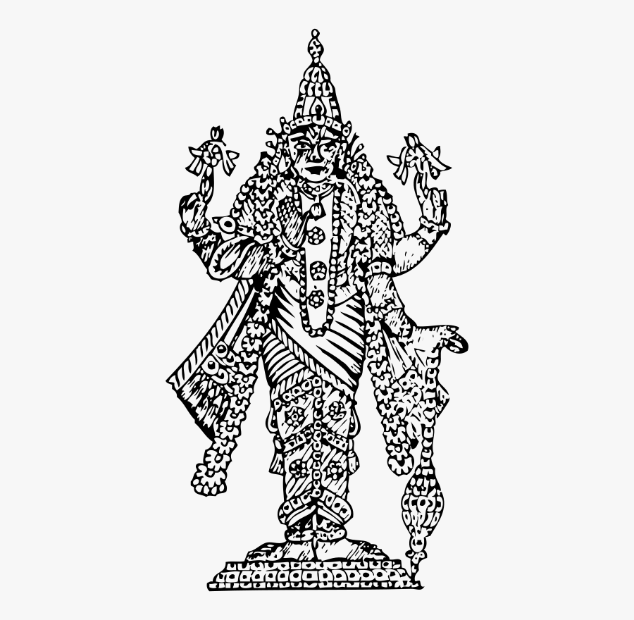 Vishnu - Perumal God Line Art, Transparent Clipart
