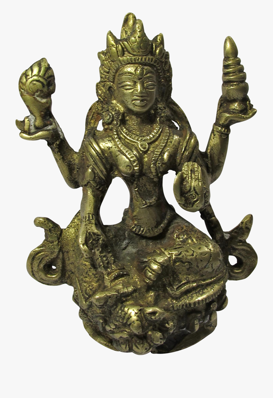 Clip Art Vintage Goddess Lakshmi Brass - Statue, Transparent Clipart