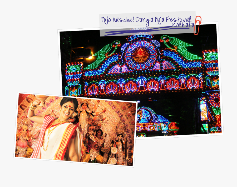 Durga Puja Lighting Decoration, Transparent Clipart