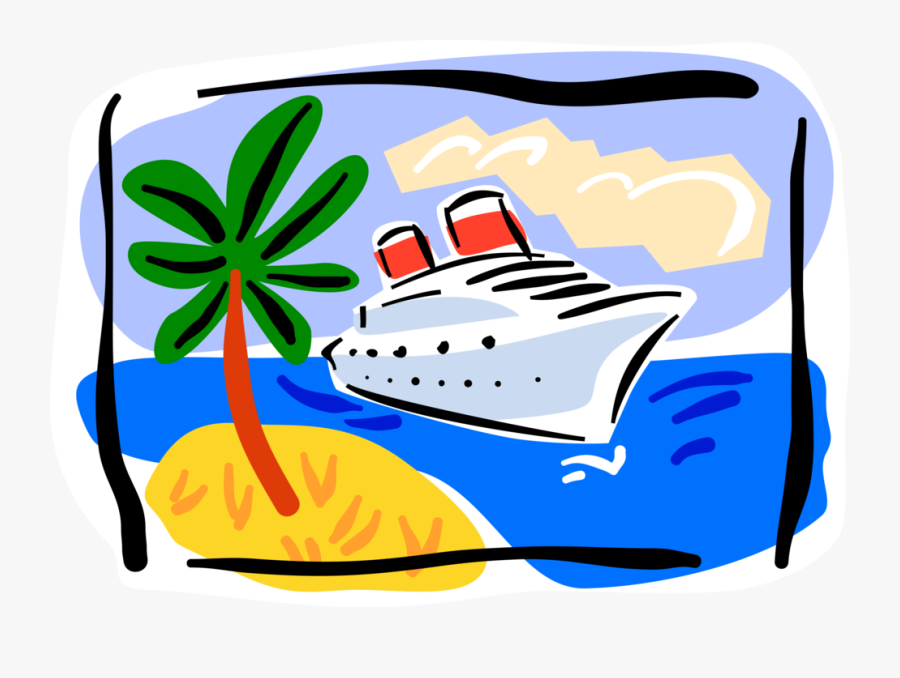 Vector Illustration Of Cruise Ship Or Cruise Liner - Cruise Vacation Clip Art, Transparent Clipart