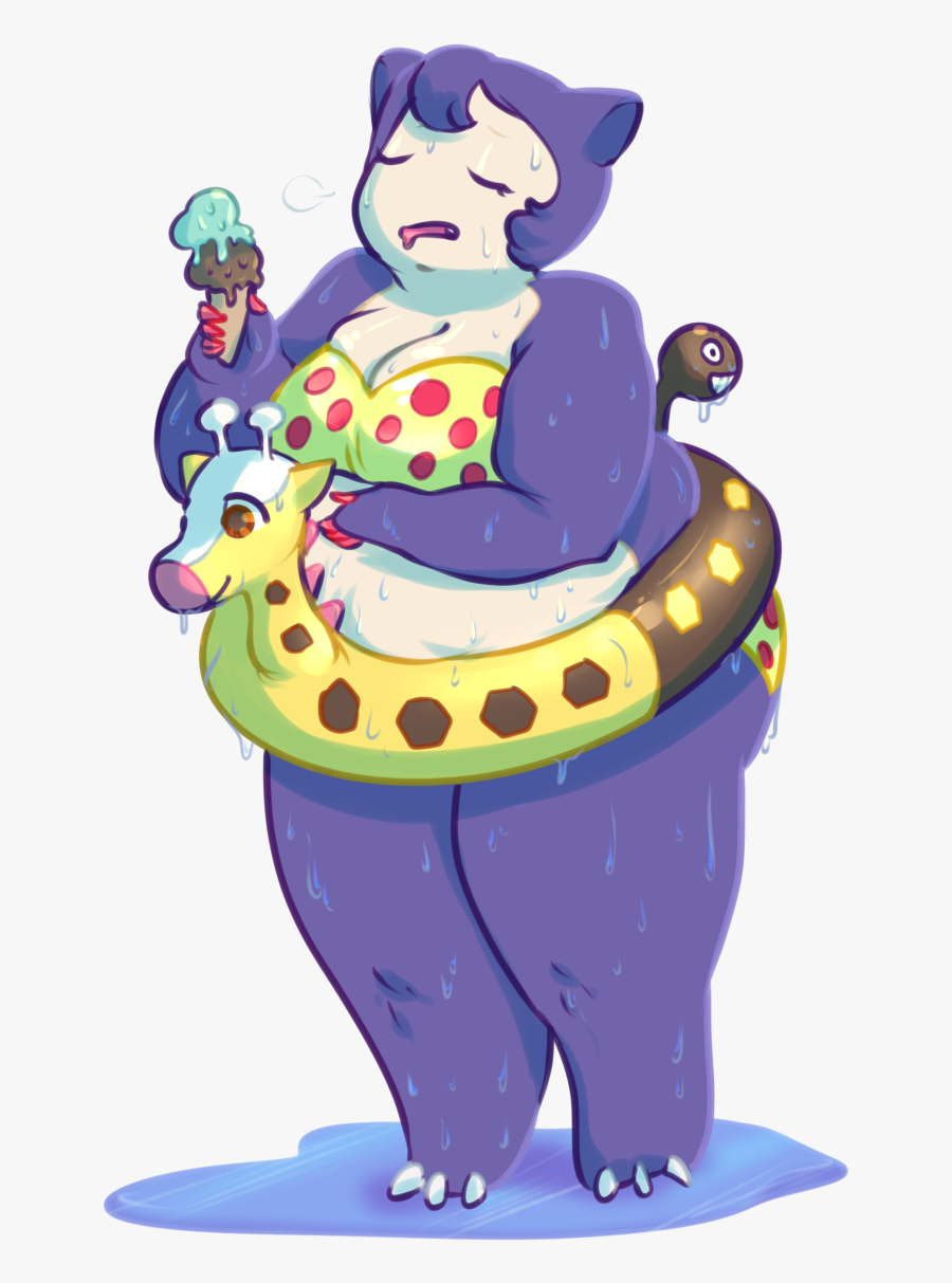 Vertebrate Purple Cartoon Fictional Character Art Illustration - Snorlax In A Bikini, Transparent Clipart
