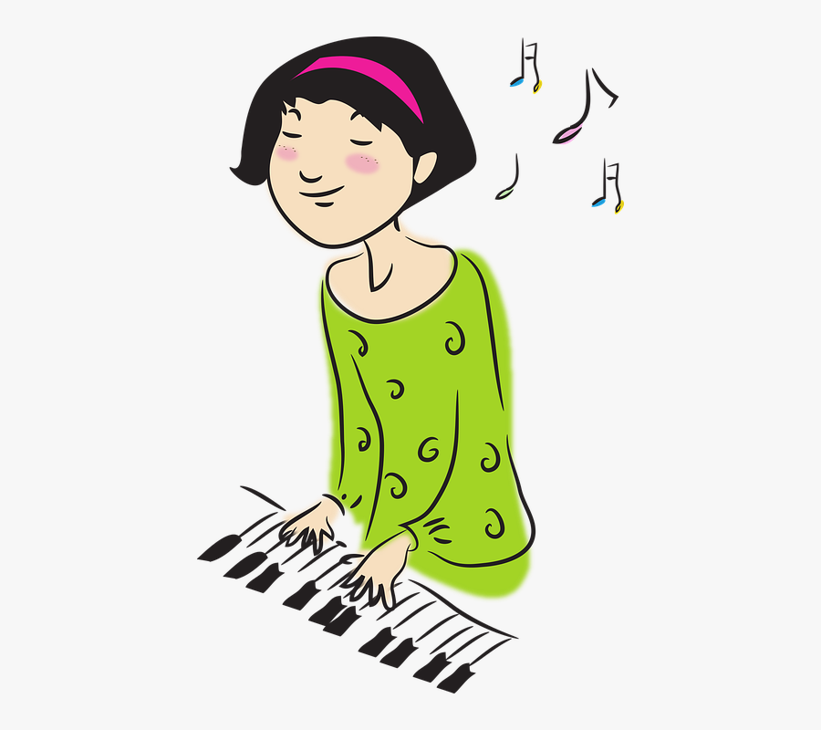 Women"s, Music, Instrument, Piano, Playing The Piano - Playing An Instrument Cartoon, Transparent Clipart