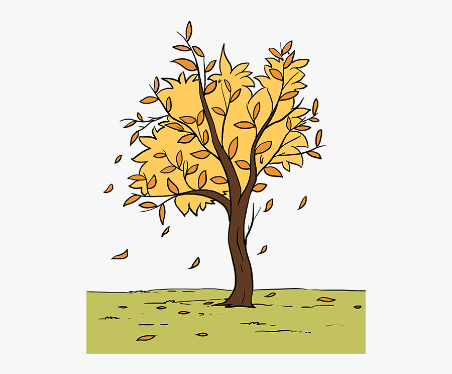 How To Draw Fall Tree - Easy Drawing Of Autumn Season, Transparent Clipart