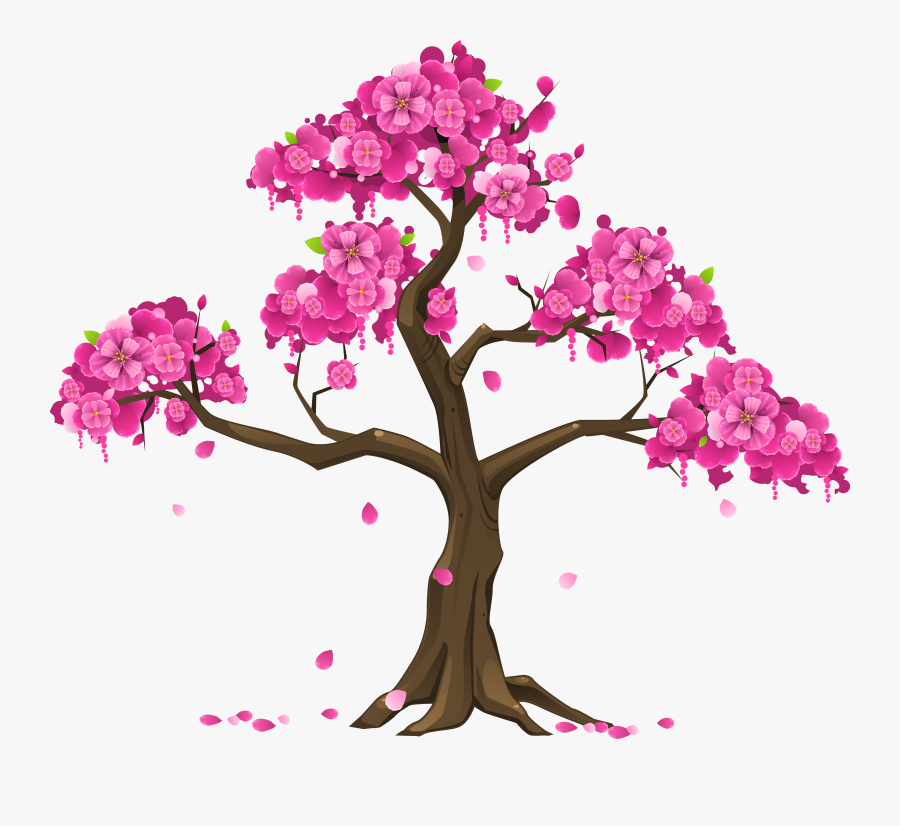Fall Tree Clipart With Pink - Cherry Blossom Tree Clipart, Transparent Clipart
