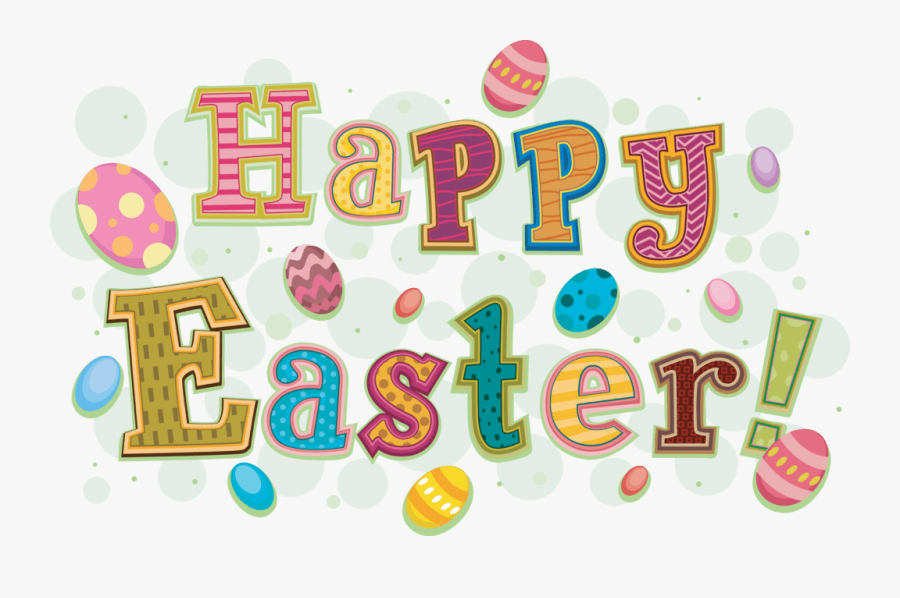 Happy Easter Logo With Painted Easter Eggs, Transparent Clipart