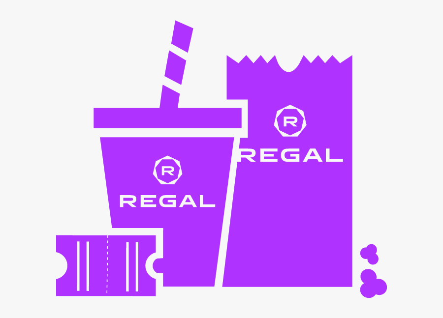 Image Of Movie Ticket, Soft Drink, And Bag Of Popcorn - Regal Crown Club Logo, Transparent Clipart