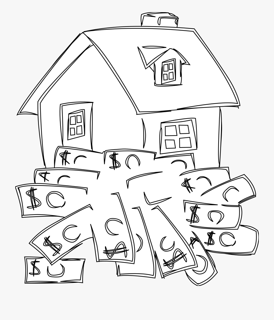 House Line Drawing - Money And House Drawing, Transparent Clipart