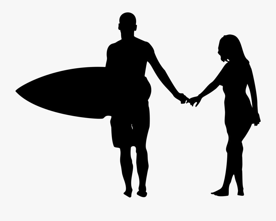 Surfer Couple Silhouette Icons Png - Surf Couple Silhouette Png, Transparent Clipart