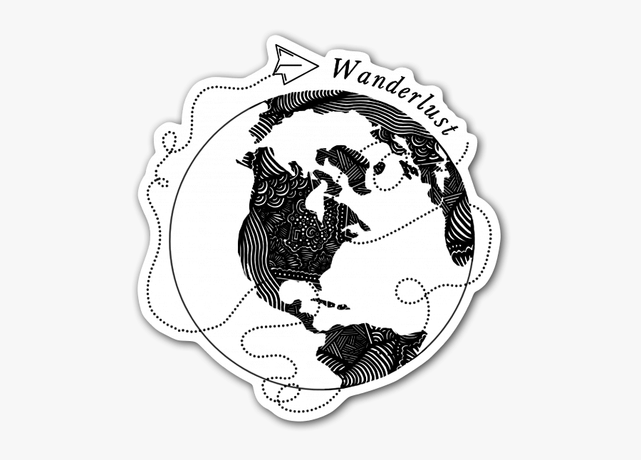 Wanderlust Sticker - World Vector Black And White, Transparent Clipart