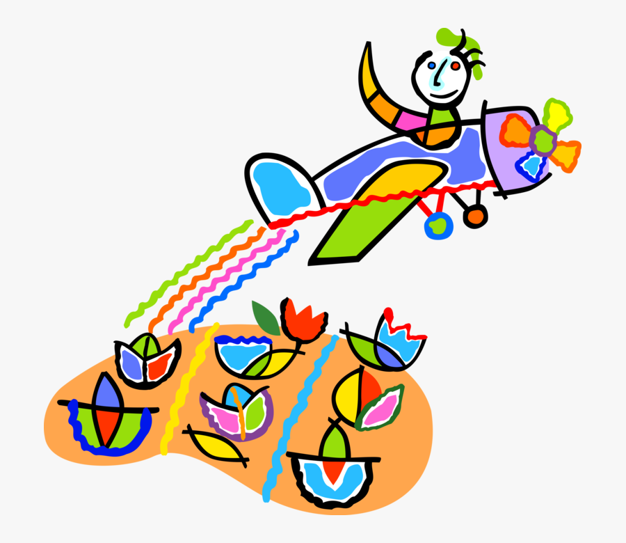 Vector Illustration Of Crop Duster Airplane Flying, Transparent Clipart