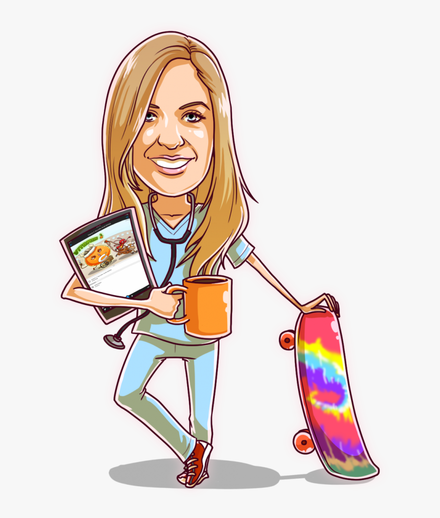 Marlee - Nurse Studying Cartoon, Transparent Clipart