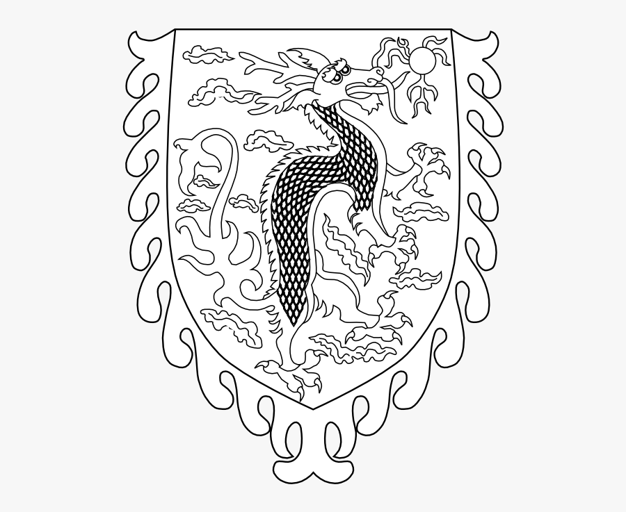 Arms Of The Qing Dynasty Black White Line Art 555px - Coloring Book, Transparent Clipart