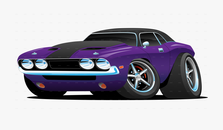Classic Muscle Car Cartoon - Cars With Spoilers And Big Rear Wheels, Transparent Clipart