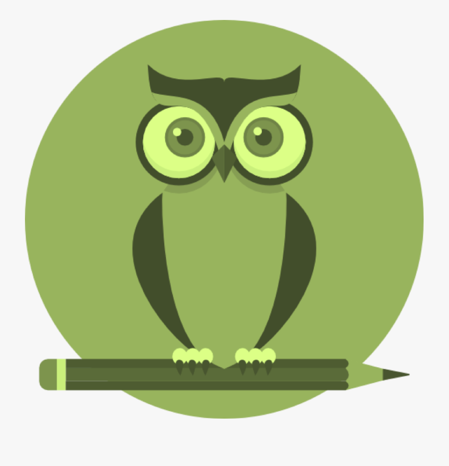 Owl With Pencil Green Mono - Owl Teacher Icon, Transparent Clipart