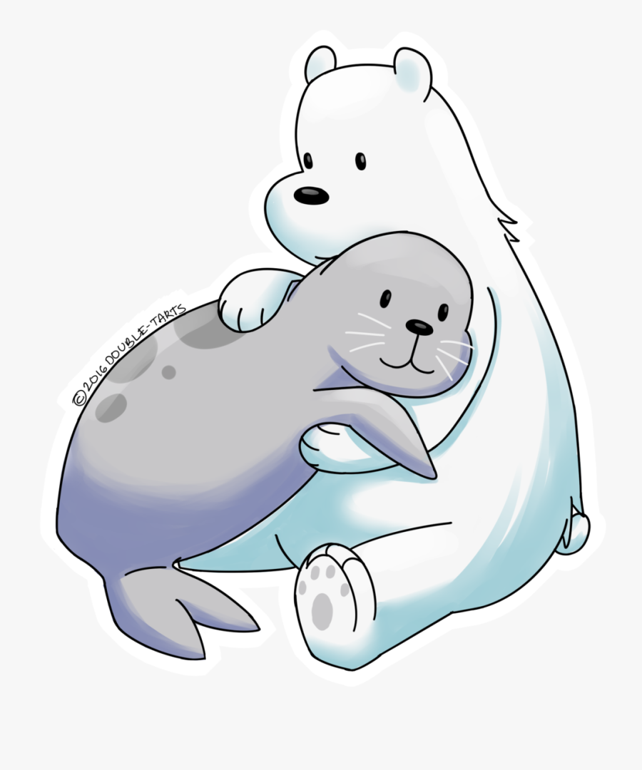 Transparent Polar Bear On Ice Clipart - Cartoon Polar Bear And Seal, Transparent Clipart