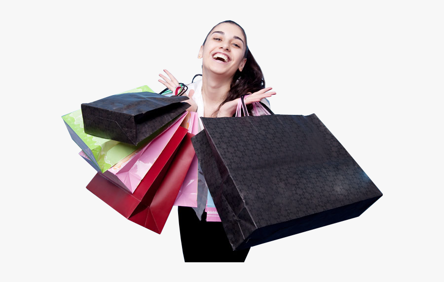 With Bags Png Happy Bag - Shopping Bag With Girls, Transparent Clipart
