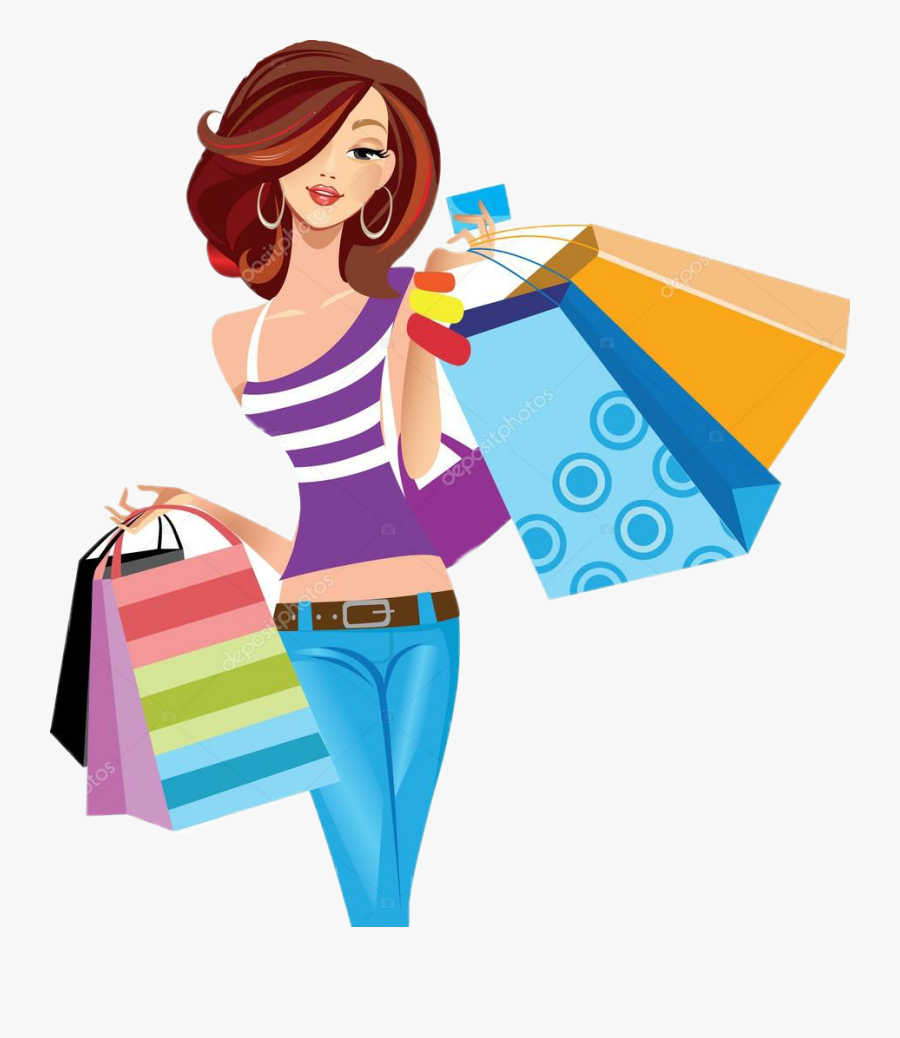 Sticker Challenge On Picsart - Cartoon Woman Shopping Transparent, Transparent Clipart