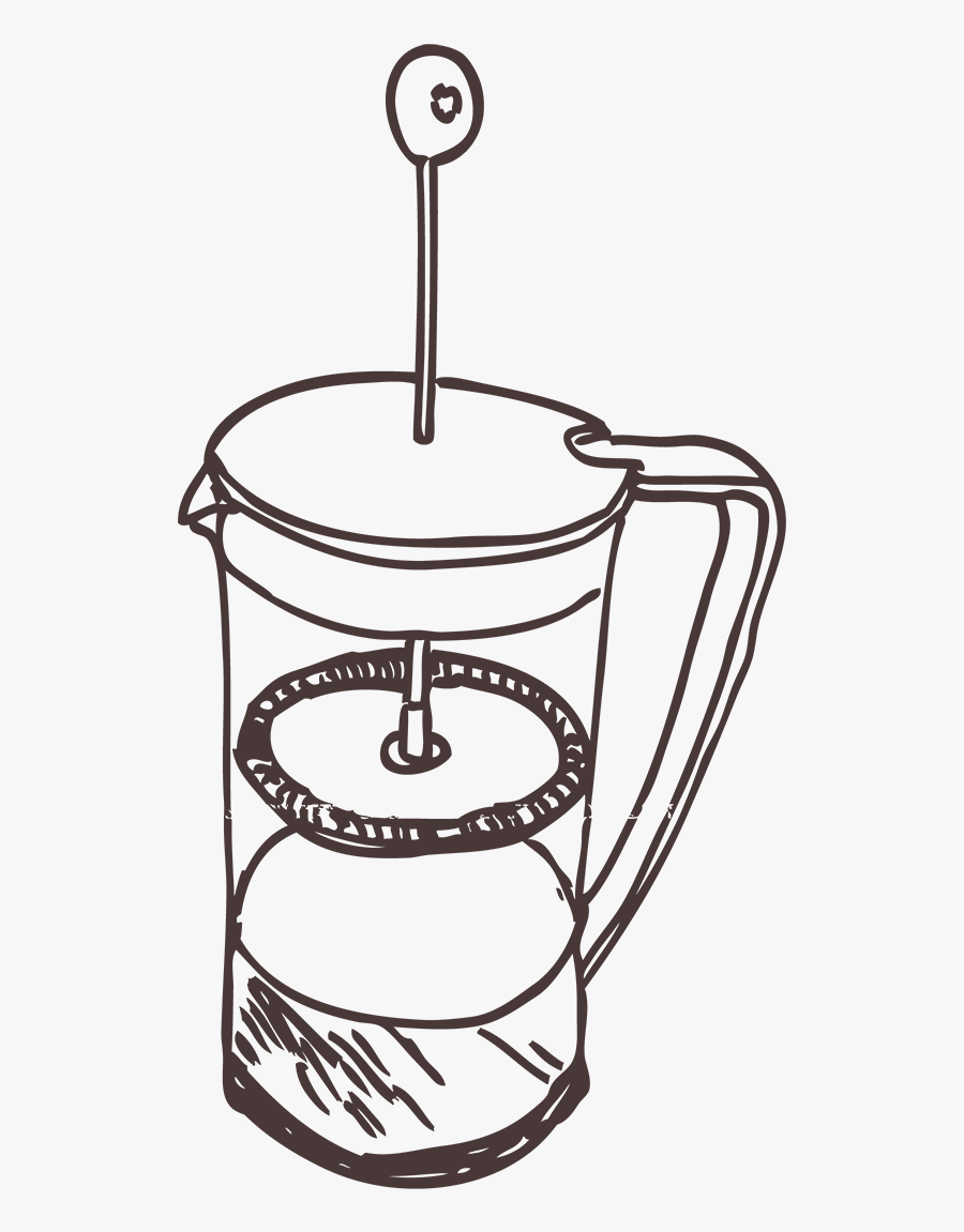 Frenchpress Brown Small - Drawing, Transparent Clipart