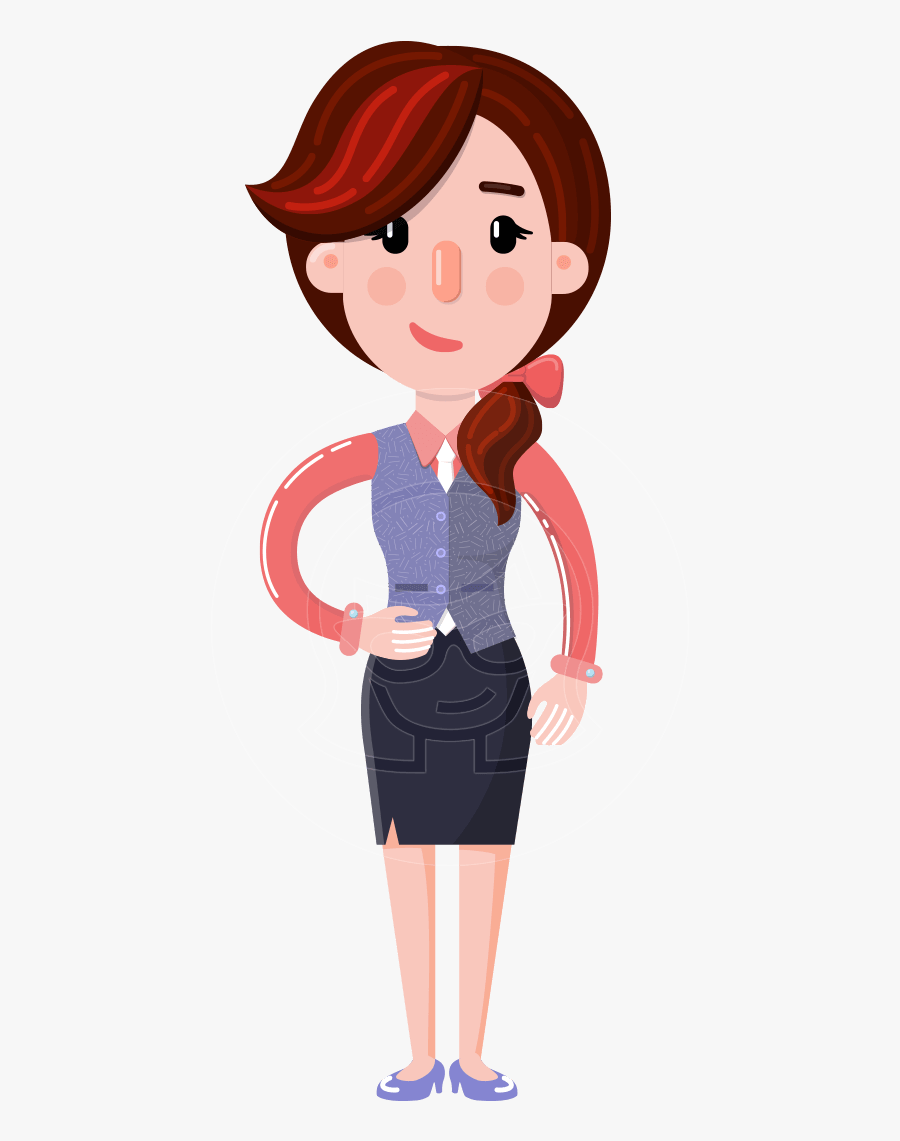 Flat Marketing Girl Cartoon Character - Marketing Girl Vector Png, Transparent Clipart