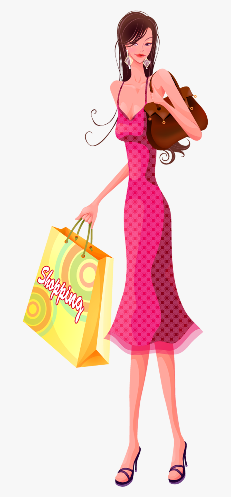Shopping Woman Png - Vector Girls, Transparent Clipart