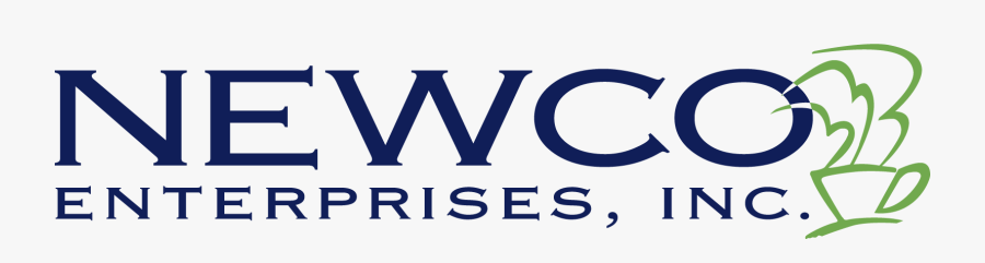 Vector Navy Blue Text And Green Cup With Steam Logo - Newco Coffee Logo, Transparent Clipart