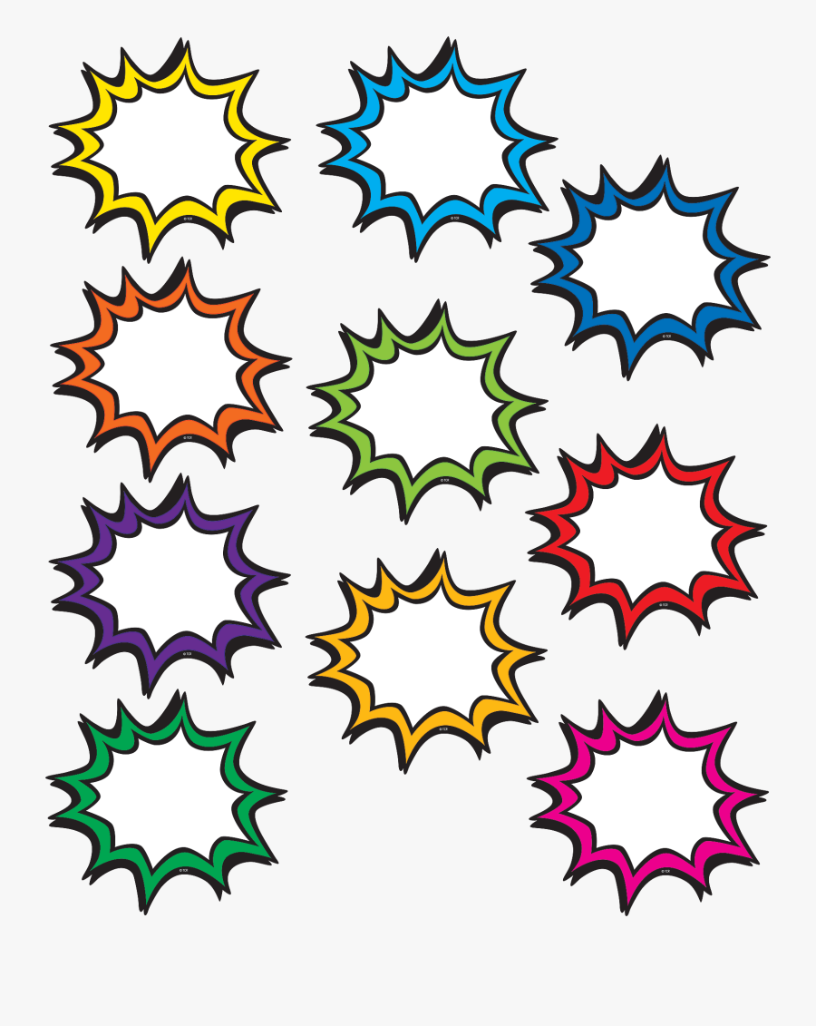 Transparent Decorative Label Clipart - Blank Superhero Speech Bubbles, Transparent Clipart