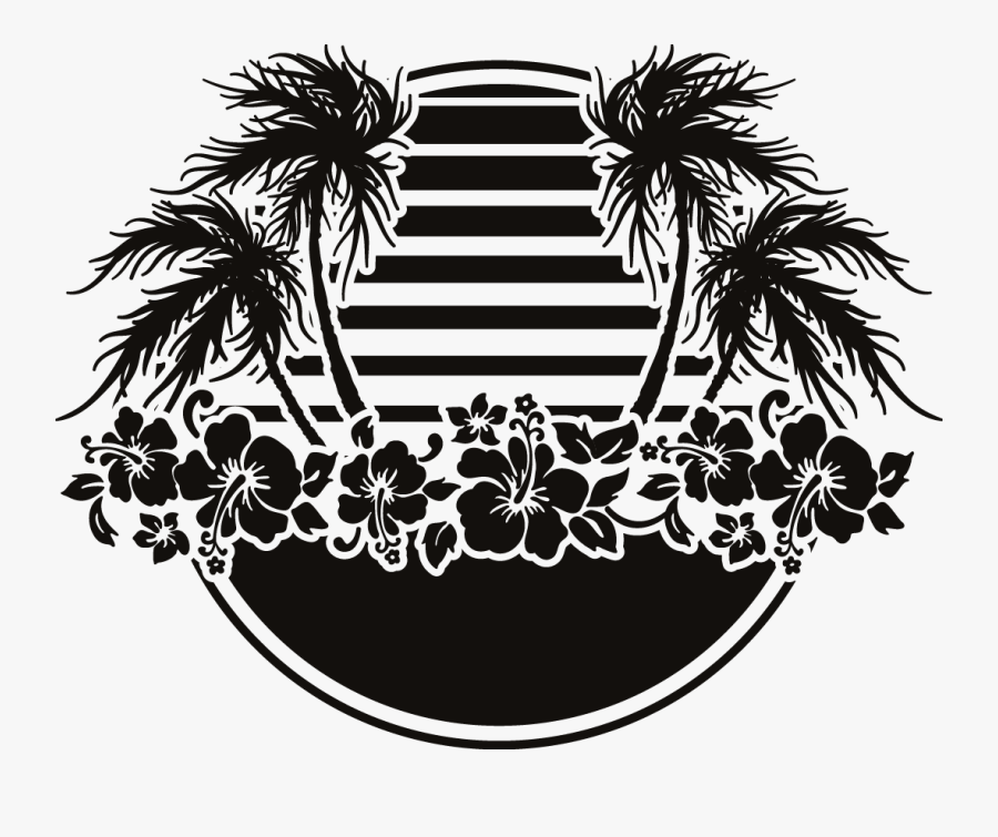 Party Beach Silhouette Labels Png - Tropical Party Silhouette Png, Transparent Clipart