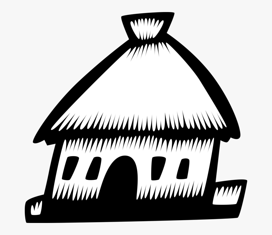 Transparent Grass Hut Clipart - Hut Black And White Art, Transparent Clipart