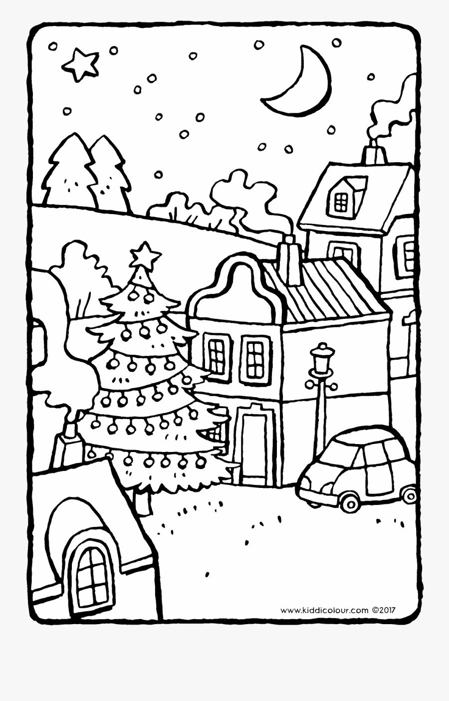 Christmas Tree In The Village - Cartoon, Transparent Clipart