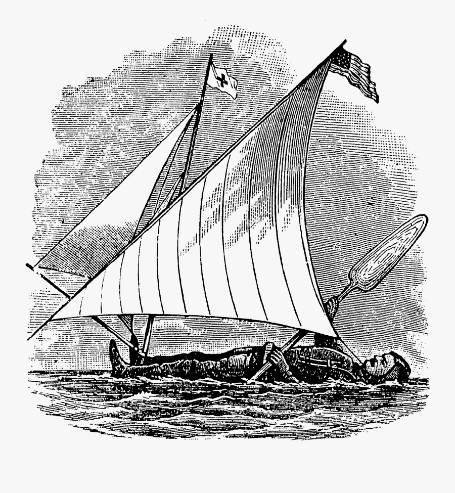 Victorian Inventions Manboat Free Vintage Clip Art - Sail, Transparent Clipart