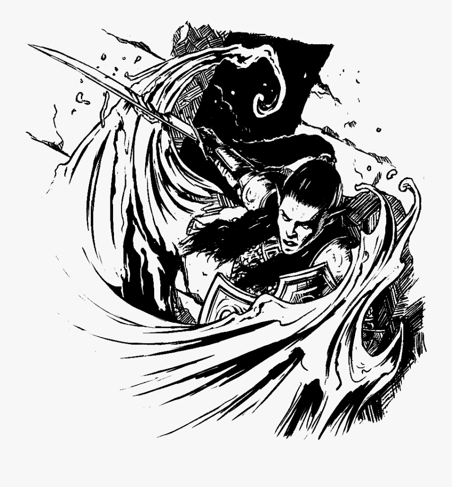 Art Black And White Elf, Transparent Clipart