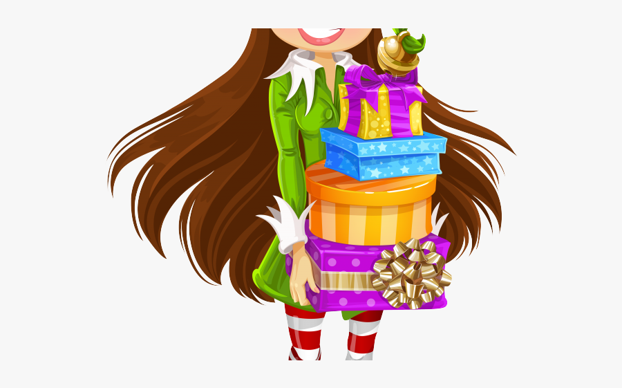 Christmas Elves Clipart - Birthday Gift Box Png, Transparent Clipart