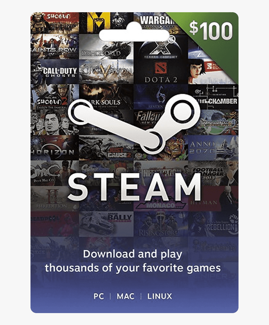 $100 Steam Wallet Gift Card, Transparent Clipart