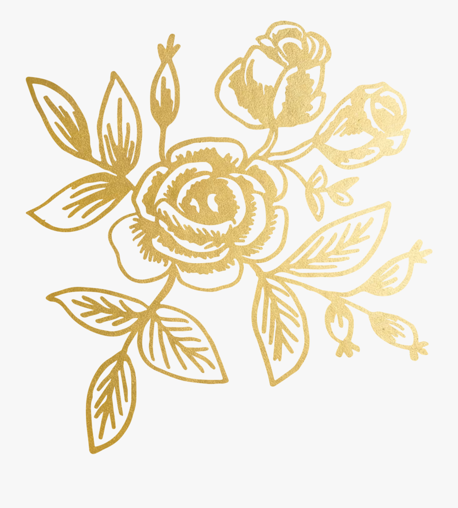 Clip Art By Rifle Paper Co - Gold Floral Transparent Background, Transparent Clipart