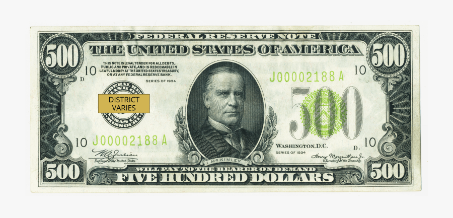 Clip Art Federal Reserve Note - 500 Dollar Note, Transparent Clipart