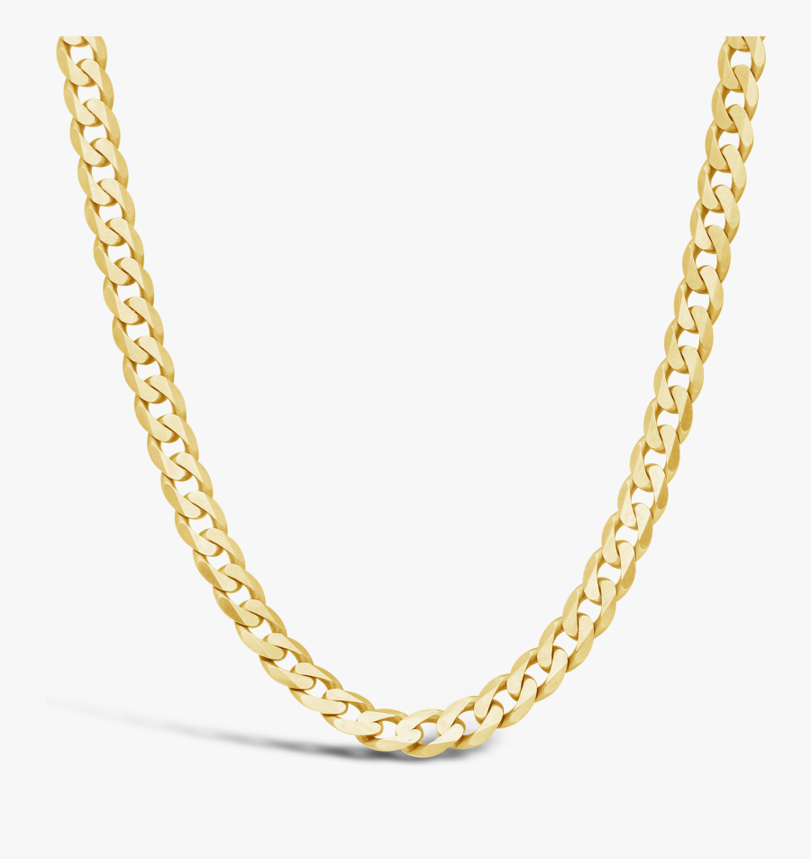9ct Gold 45cm Flat Curb Link Chain - Necklace Design For Men, Transparent Clipart