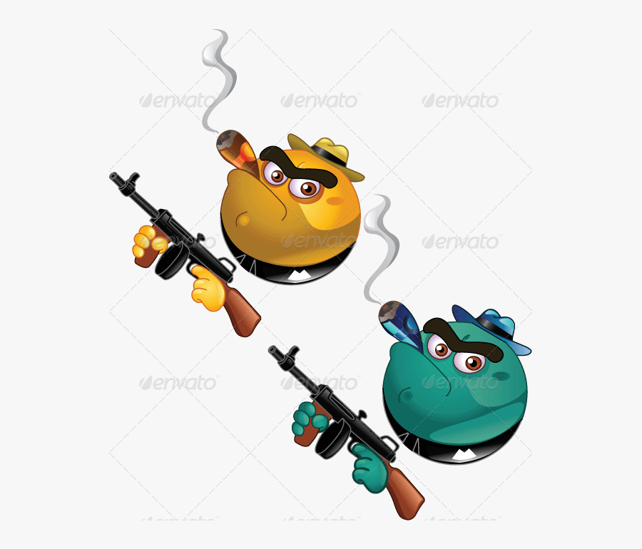 Clip Art Gangster Emoji - Emoji Holding A Gun, Transparent Clipart