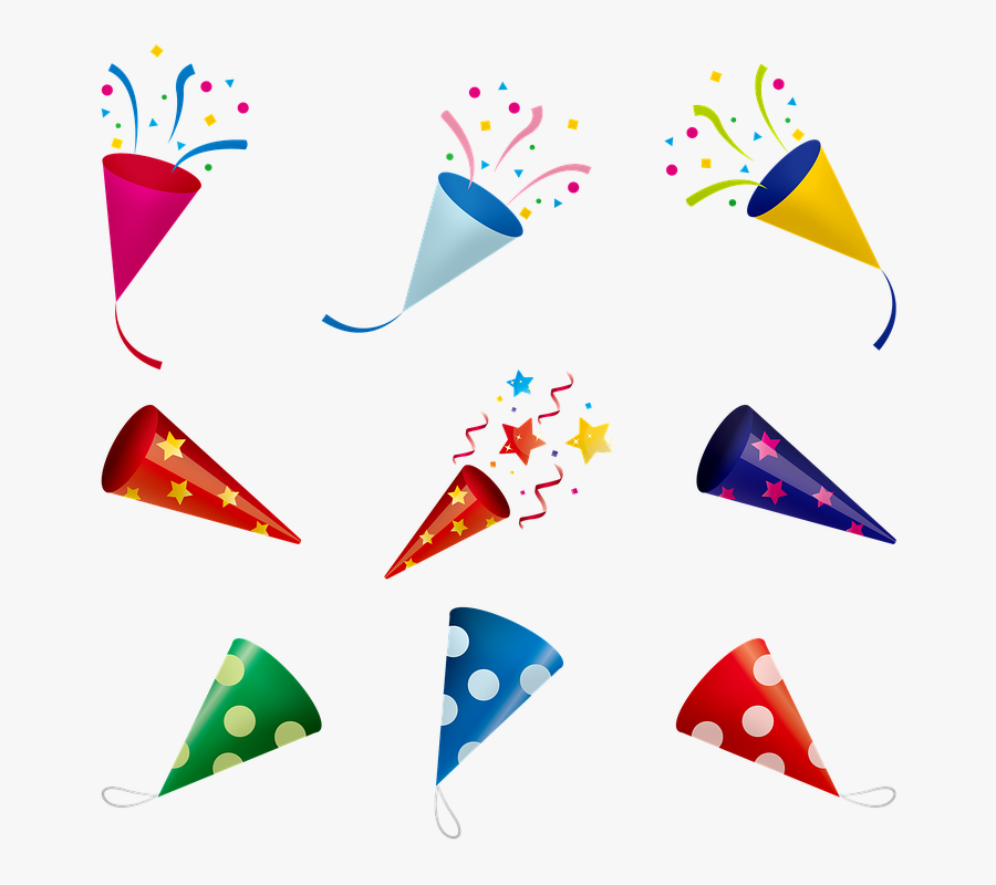 Balloons, Confetti, Celebration, Birthday, Fun - パーティー クラッカー イラスト 素材, Transparent Clipart