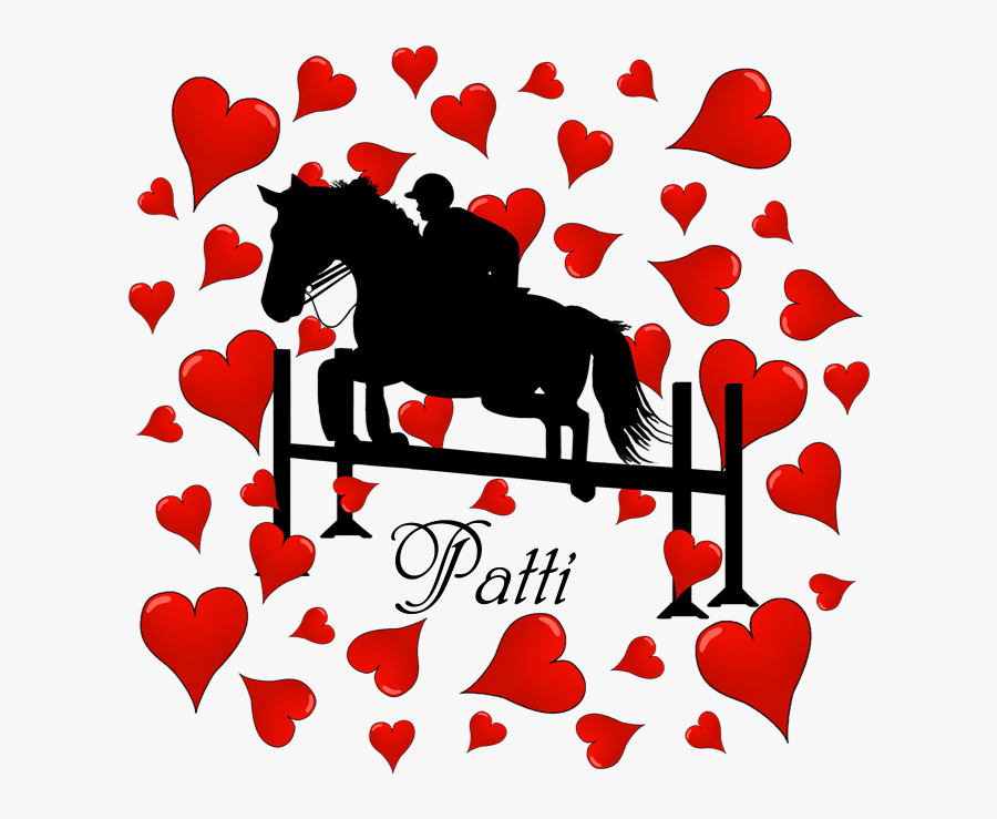 Fun Horse Jumper And Hearts Drinking Glass - Mare, Transparent Clipart