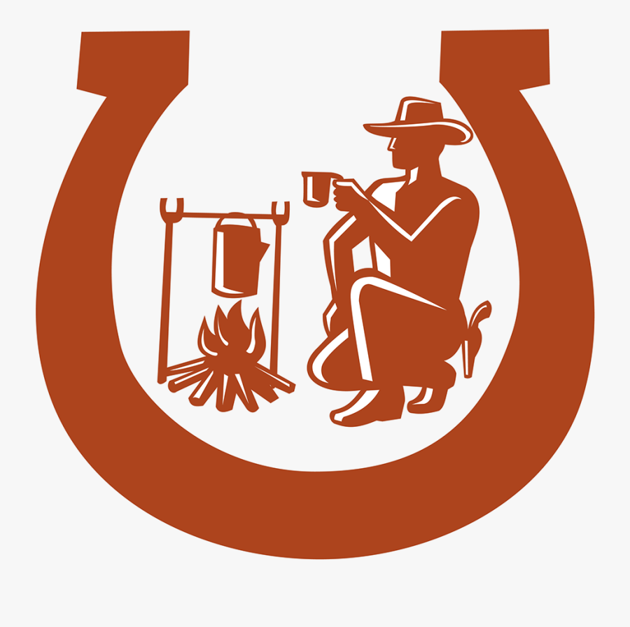 Mascot Icon Illustration Of A Cowboy Drinking Coffee - Vintage Painting Campfire, Transparent Clipart