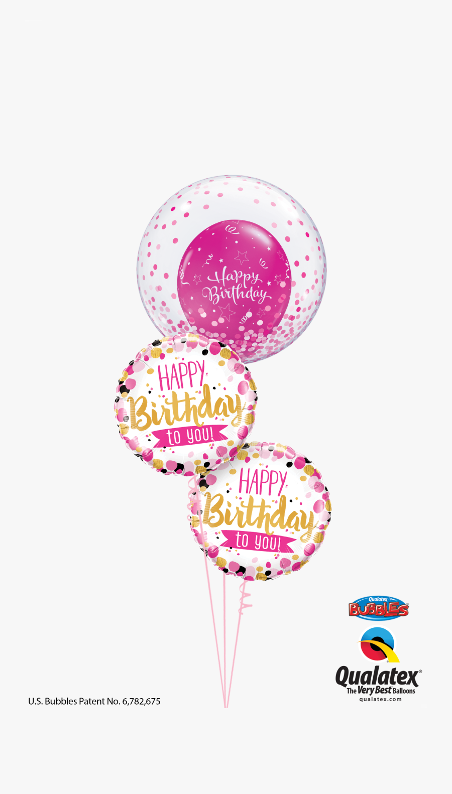 Pink & Gold Confetti Birthday Bouquet At London Helium - Birthday Queen Balloon Bouquets, Transparent Clipart