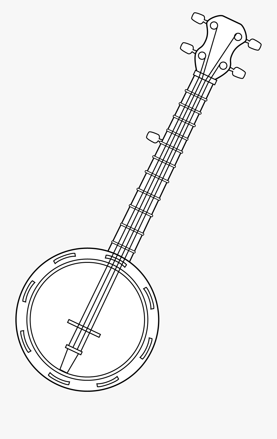 Banjo Colorable Line Art - Indian Musical Instruments, Transparent Clipart