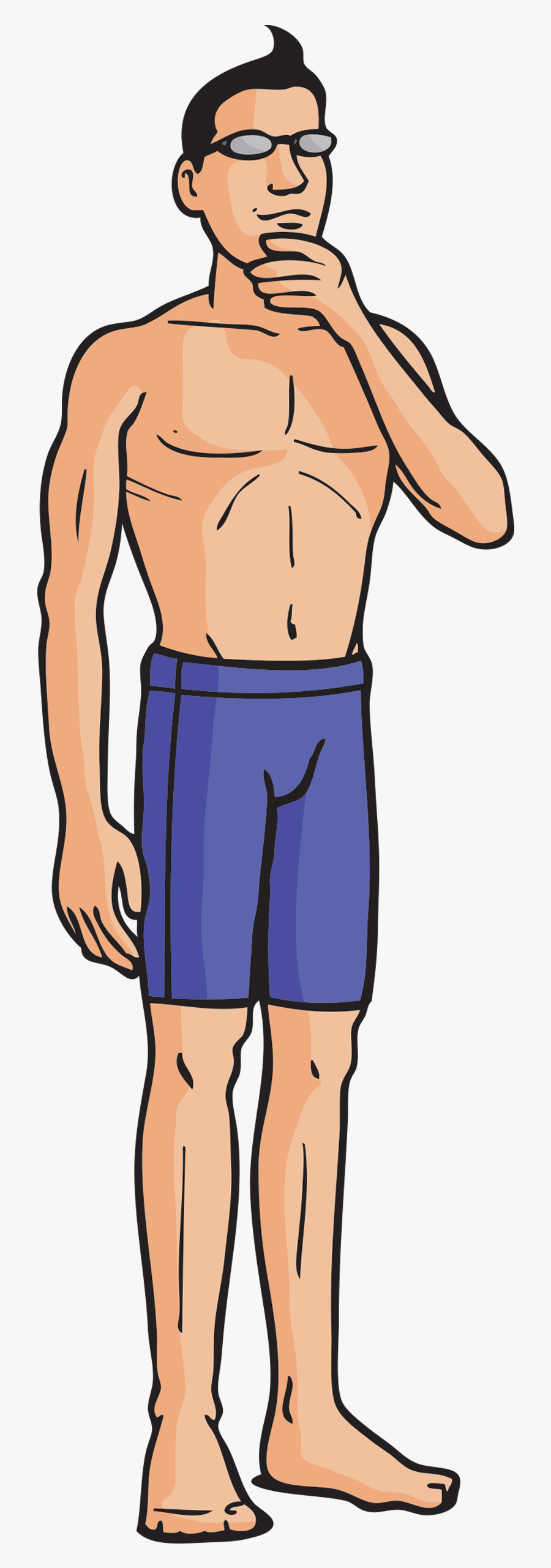 Man In Swimsuit Cartoon, Transparent Clipart